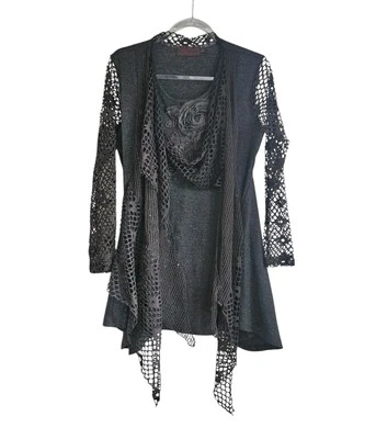 My Pretty Angel Mujer Talla M Gris Dobladillo Asimétrico Encaje Mezcla Seda Floral Artístico Foto 1 de 4