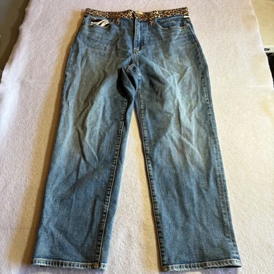 ALICE OLIVIA Jeans Womens Pretty Wild Amazing High Rise Girlfriend Leopard Zebra - Image 1 of 4