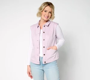 Gilet Denim Colorato Anybody Lavato con Schienale Acucito Lavanda XS Nuovo - Foto 1 di 1