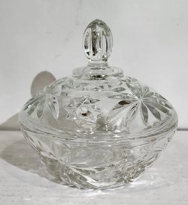 Vintage Anchor Hocking EAPC Prescut Clear Glass Star David Candy Dish With Lid - Picture 1 of 4