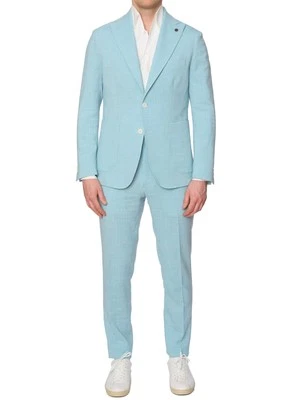 SARTORIA PARTENOPEA Azure Blue Melange  Summer Suit EU 48 NEW US 38 Current Mode - Image 1 of 4