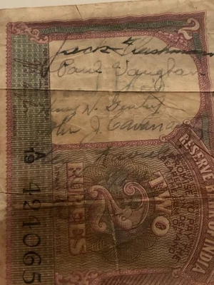 Short Snorter 2 Rupee, India, : 7- 8 signatures - Image 1 of 4