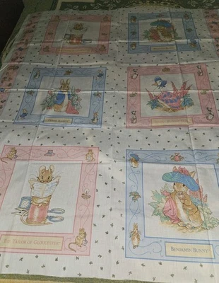 VTG 1993 Beatrix Potter Peter Rabbit Fabric Panel Frederick Warne & Co 53" X 44" - Image 1 of 4