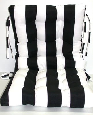 Resort Spa Outdoor Patio Chair Cushion ~ Black White Stripe 21 x 43.5 x 4 NEW - Image 1 of 3
