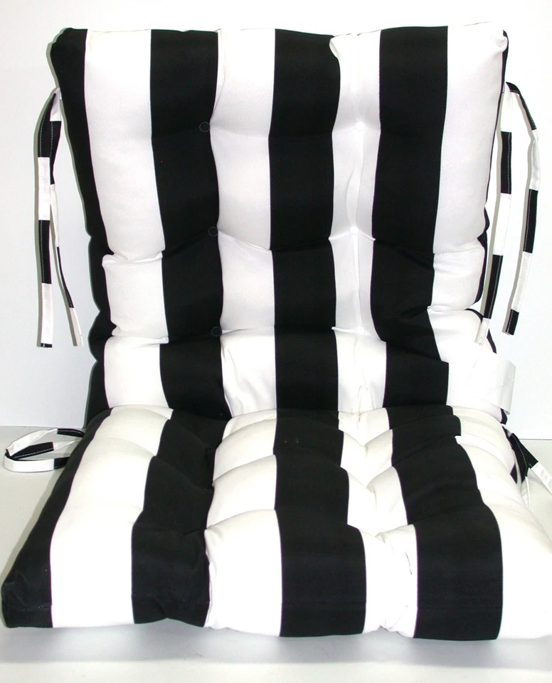 Курорт спа открытый патио стул подушка ~ черный белая полоса 21 x 43,5 x 4 новый - Изображение 1 из 3