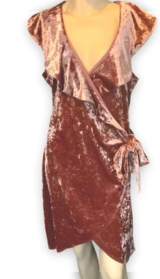 Vestido envolvente vintage de terciopelo sin mangas XL para dama Forever 21 oro rosa aplastado Foto 1 de 3