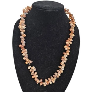 Vintage Mid Century Micro Sunstone Single Strand Necklace Nautical Shells - Picture 1 of 4