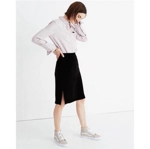 Neu mit Etikett Madewell schwarzer Samt Bleistiftrock Seitenschlitz Größe 6 - Bild 1 von 5