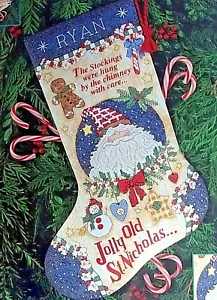 Dimensions Christmas JOLLY SANTA Stocking Cross Stitch Kit 16" 2001 - Bild 1 von 3