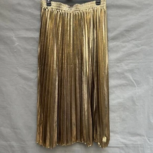 WD.NY Metallic Gold Pleated Accordian Skirt New Years Christmas Size L - Picture 1 of 5