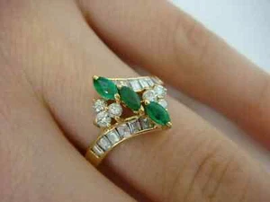 2Ct Marquise Lab-Created Emerald Infinity Engagement Ring 14K Yellow Gold Plated - Picture 1 of 14