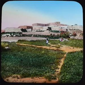 FOTO COLOREADA A MANO CANA OF GALILEE ISRAEL C1883 Linterna Mágica Diapositiva - Imagen 1 de 3