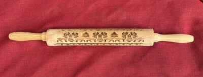 Wooden Christmas Rolling Pin Reindeer Christmas Trees Snowflakes Cutouts - Image 1 of 4