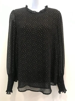 BLUSA AHUMADA RACHEL ZOE MUJER NEGRA CON ORO METALIZADA TALLA MEDIANA  Foto 1 de 4