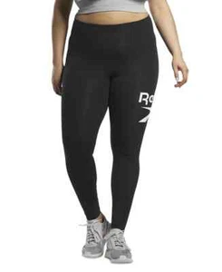 Reebok Plus Size Identity Training Logo Leggings Women's 2X Black Pull-On Style~ - Picture 1 of 16