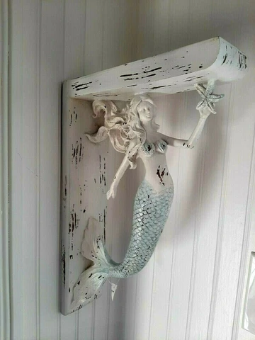 Mermaid Corbel Shelf bracket holder Ocean Beach Theme Antique-Decor Nautical Cover