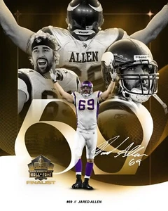 Foto de fútbol americano de la NFL de los Minnesota Vikings finalista del Salón de la Fama de Jared Allen 8x10 - Imagen 1 de 1