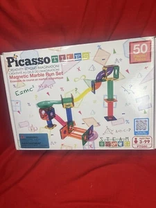 PicassoTiles Marble Run 50-Piece Magnetic Tile Race Track Toy Play Set PTG50 - Picture 1 of 7