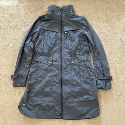 Chaqueta impermeable Cole Haan Segal azul marino con capucha manga larga para mujer talla pequeña Foto 1 de 4