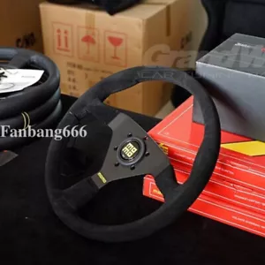 Universal Monte Carlo 14' Suede Leather High quality Black Sport Steering Wheel - Picture 1 of 5