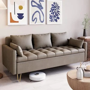 3 Seater Sofa Couch Modern Comfy Sofa Couch with Under Seat Storage and Pillows - Picture 1 of 9