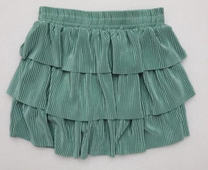 ERGE GIRL'S XL FLOUNCY GREEN SKORT SKIRT TIERED ELASTIC WAIST PULL ON SHIMMERY - Picture 1 of 6