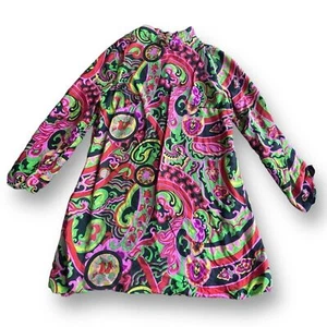 Bonwit Teller Suzy Perette 1960s Neon Psychedelic Longsleeve Go-Go Dress - Picture 1 of 12