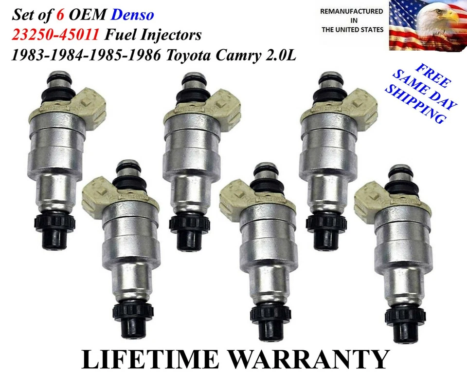 6x Inyectores de combustible DENSO genuinos mejorados para Toyota Camry 1983-1986 2,0 L Foto 1 de 1