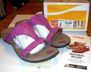 NEW in BOX Orthaheel Womens 9 M Molly Slide Sandals Orthotic Raspberry Snakeskin - Picture 1 of 5