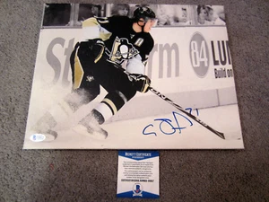 Evgeni Malkin Pittsburgh Penguins Signé Dédicacé 11x14 Toile Imprimé Bas COA - Picture 1 of 2