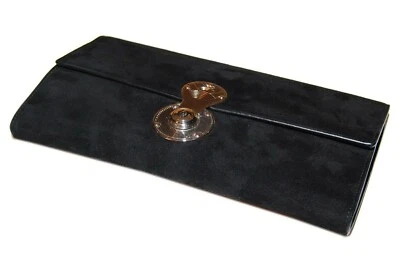 $1995 Ralph Lauren Purple Label Womens Suede Leather Clutch Wallet Italy Black - Image 1 of 4