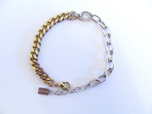 Bracciale Coach Firma Pietra Finta Trasparente Catena Mista Scolpito "C" Oro Argento