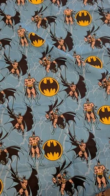 DC Comics 1 Yard Precut - BATMAN on Blue Print 100% Cotton Quilt Fabric - Image 1 of 4