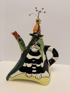 Tetera Lynda Corneille SWAK Clancey El Gato Pájaro Tetera Artista Firmada Caprichosa - Imagen 1 de 13