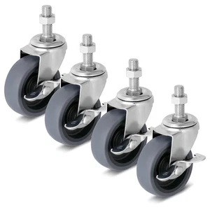 3 Inch Caster Wheels Threaded Stem Casters Set of 4 Heavy Duty Swivel Wheel - Picture 1 of 6