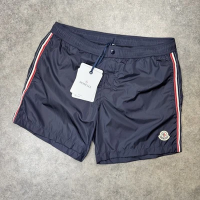 Moncler Navy Nylon Striped Swim Shorts RRP £290 — 第 1/4 张图片