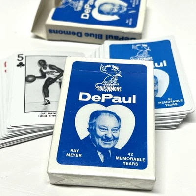 Vintage 1986 DePaul Blue Demons Playing Cards, Coach Ray Meyer - 2 Decks - Image 1 of 4