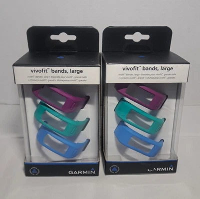 Lote de 2 bandas de repuesto Garmin Vivofit - Pack de 3 (púrpura, verde azulado, azul) - Grandes Foto 1 de 4