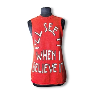 Wildfox Believe It Shanie Orange Knit Sweater Sleeveless Tank Size S - M - Picture 1 of 7
