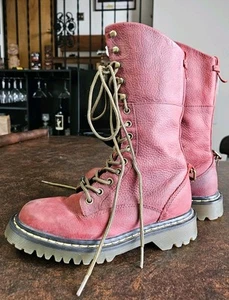 Dr Martens Triumph Massai Boots Red Leather Floral Lining US 6 EU 37 Grunge Goth - Picture 1 of 22