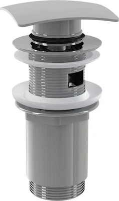 WASCHTISCH ABLAUFGARNITUR / Quadrat / PUSH OPEN MESSING CHROM click clack - Bild 1 von 4