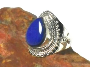 Blaue Träne Lapislazuli Sterlingsilber 925 Edelstein Ring - (S) - Bild 1 von 5