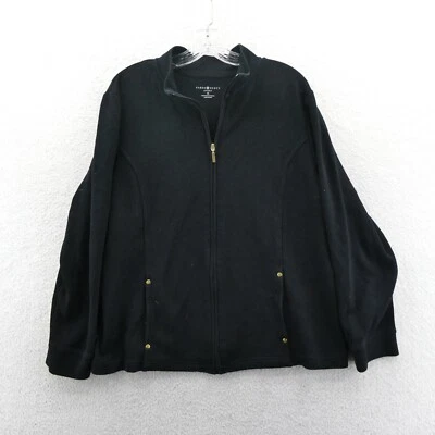 Karen Scott Sport Jacket Womens XL Black Full Zip Preppy Sweater Casual Work - Image 1 of 4