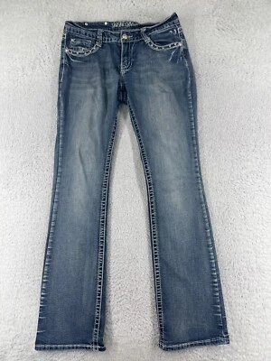 Pantalones Vi Vi Diva Mujer 8 Azul Denim Lavado Medio Corte Bota Mezcla Algodón Bordado Foto 1 de 4