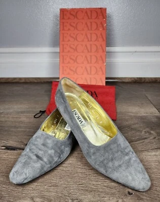 Escada Italy Women's Gray & Yellow Vigogna Suede Pumps, Size: 7 B - Image 1 of 4