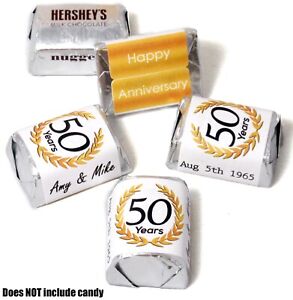 Personalized 50th Anniversary Party Decorations Fit Hershey Nugget Candy Wrapper