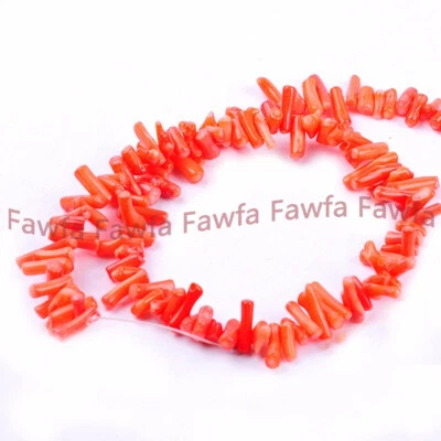 Natural 3x10mm Coral Irregular Spacer Stone Loose Beads 15" DIY Making Jewelry - Image 1 of 4