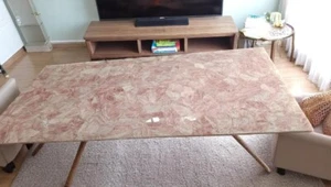48"x24" Rose Quartz Stone Sofa Center Dining Table Crystal Healing Furniture Dec - Picture 1 of 7