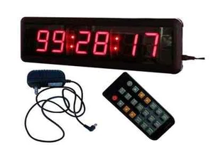 1.8" Red Digital LED Wall Clock For Home Public Countdown/up Timer With Remote - Picture 1 of 4