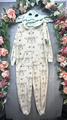Star Wars Grogu Baby Yoda Pijama Prendas para dormir Con capucha Una pieza Talla Grande Foto 1 de 4